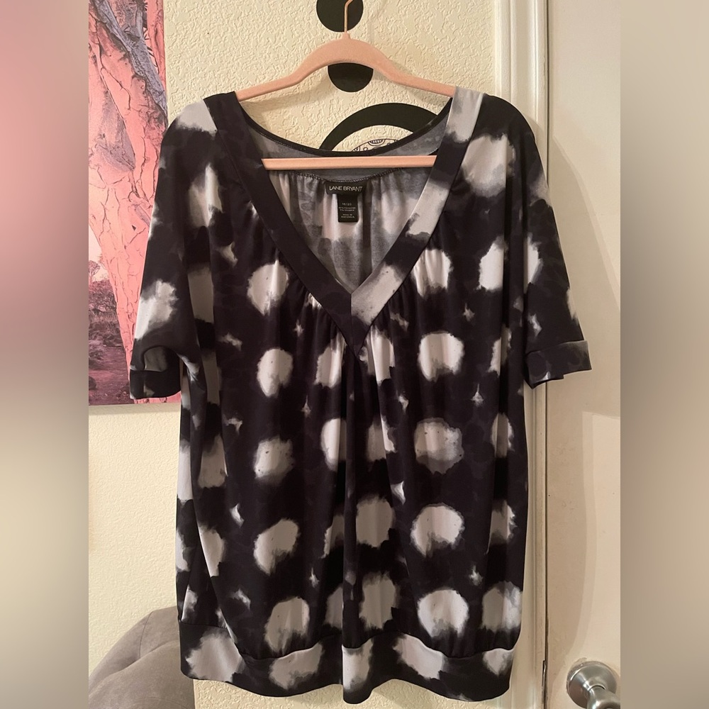 Lane Bryant Plus Size Womens Monochrome Tie-Dye Blouse size 18/20 pre-owned